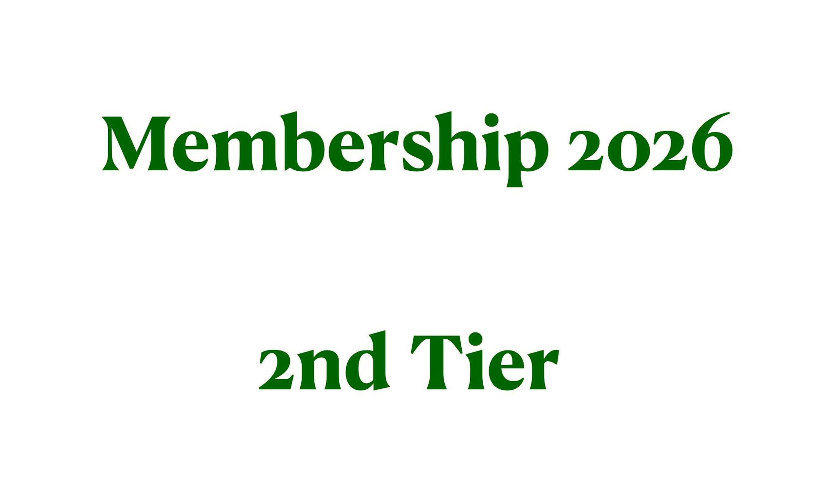 2nd Tier Membership 2026